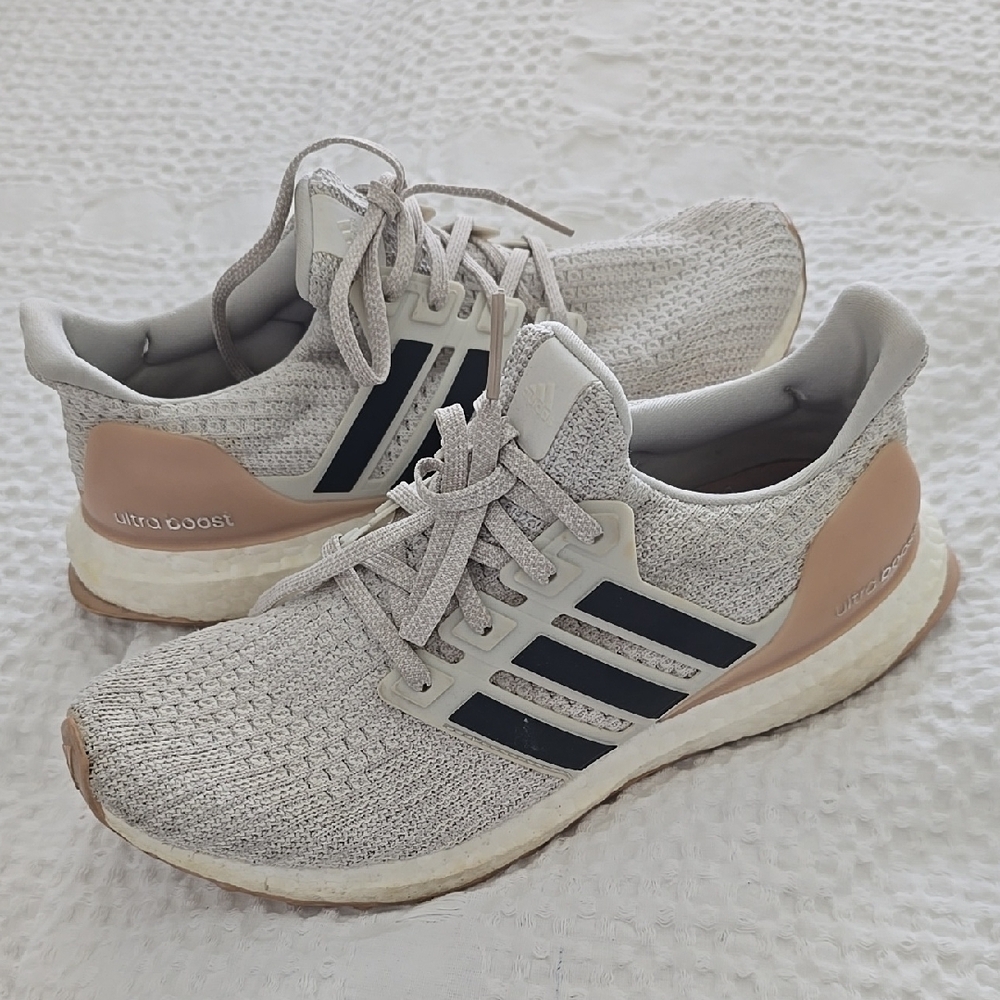 Adidas Ultra Boost Gray and Tan Sneakers